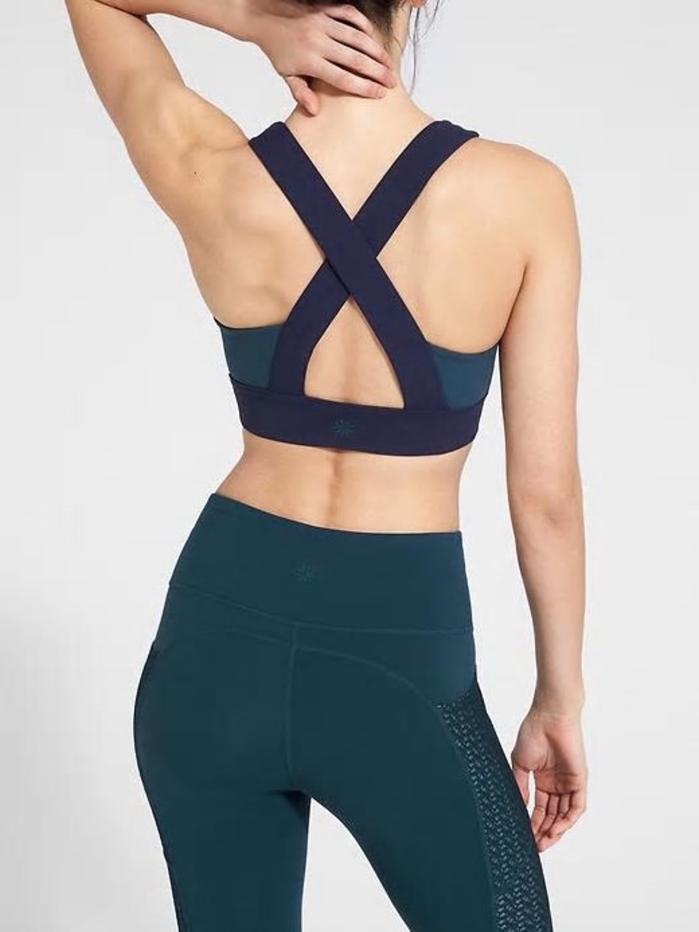 Athleta Teal and Navy Cross-Back Sports Bra